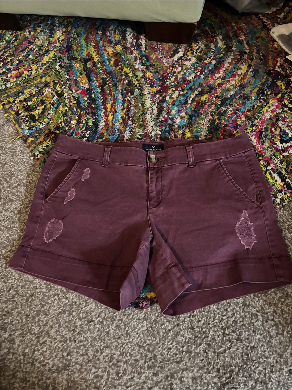 American Eagle Outfitters Plum Distressed Jean Shorts